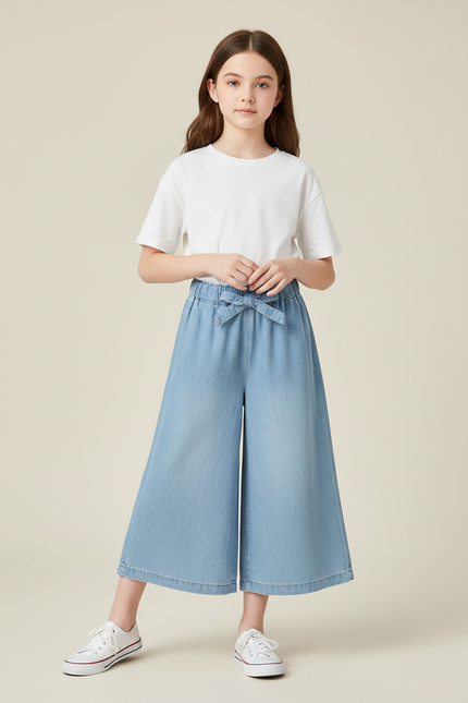 Pantalon Jupe Bleu Clair Ample Décontracté Enfant - Jean