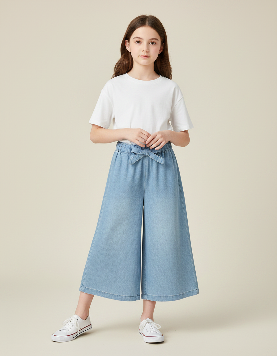 Pantalon Jupe Bleu Clair Ample Décontracté Enfant - Jean