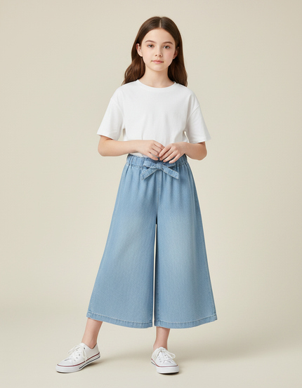 Pantalon Jupe Bleu Clair Ample Décontracté Enfant - Jean