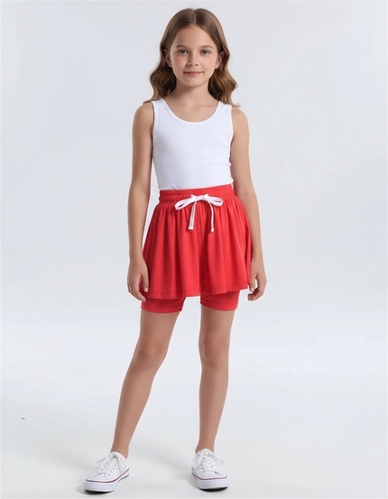 Pantalon Jupe Rouge Fluide Sportif Intégré Enfant - Polyester