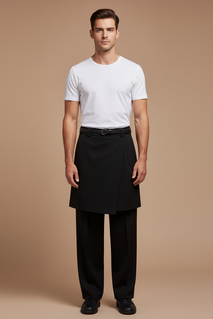 Pantalon Jupe Noir Ample Élégant Homme - Polyester