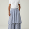 Pantalon Jupe Rayé Bleu Ample Superposé Coton Fluide
