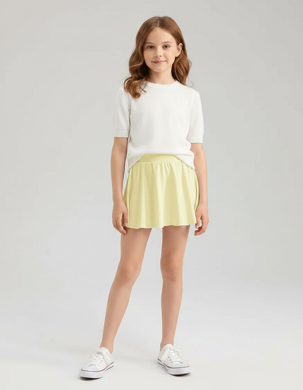 Pantalon Jupe Jaune Clair Sport Fille Intégré - Maille