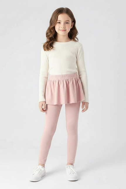 Pantalon Jupe Rose Coton Fille Intégré Confortable