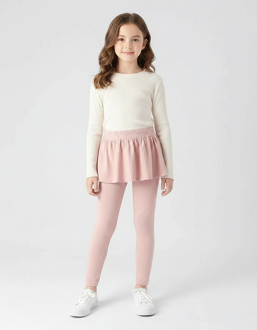 Pantalon Jupe Rose Coton Fille Intégré Confortable