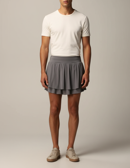 Pantalon Jupe Gris Plissé Fluide Sport Homme - Polyester