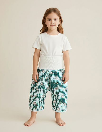 Pantalon Jupe Bébé Vert Ondulé Imprimé Confortable Coton - Molleton