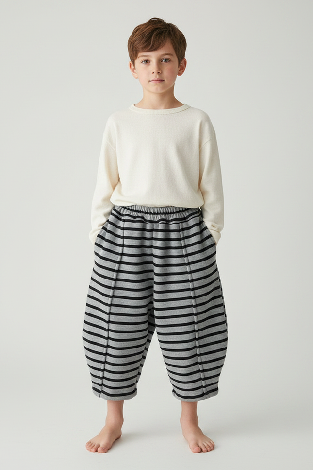 Pantalon Jupe Rayé Molletonné Épais Ample Hiver - Imprimé