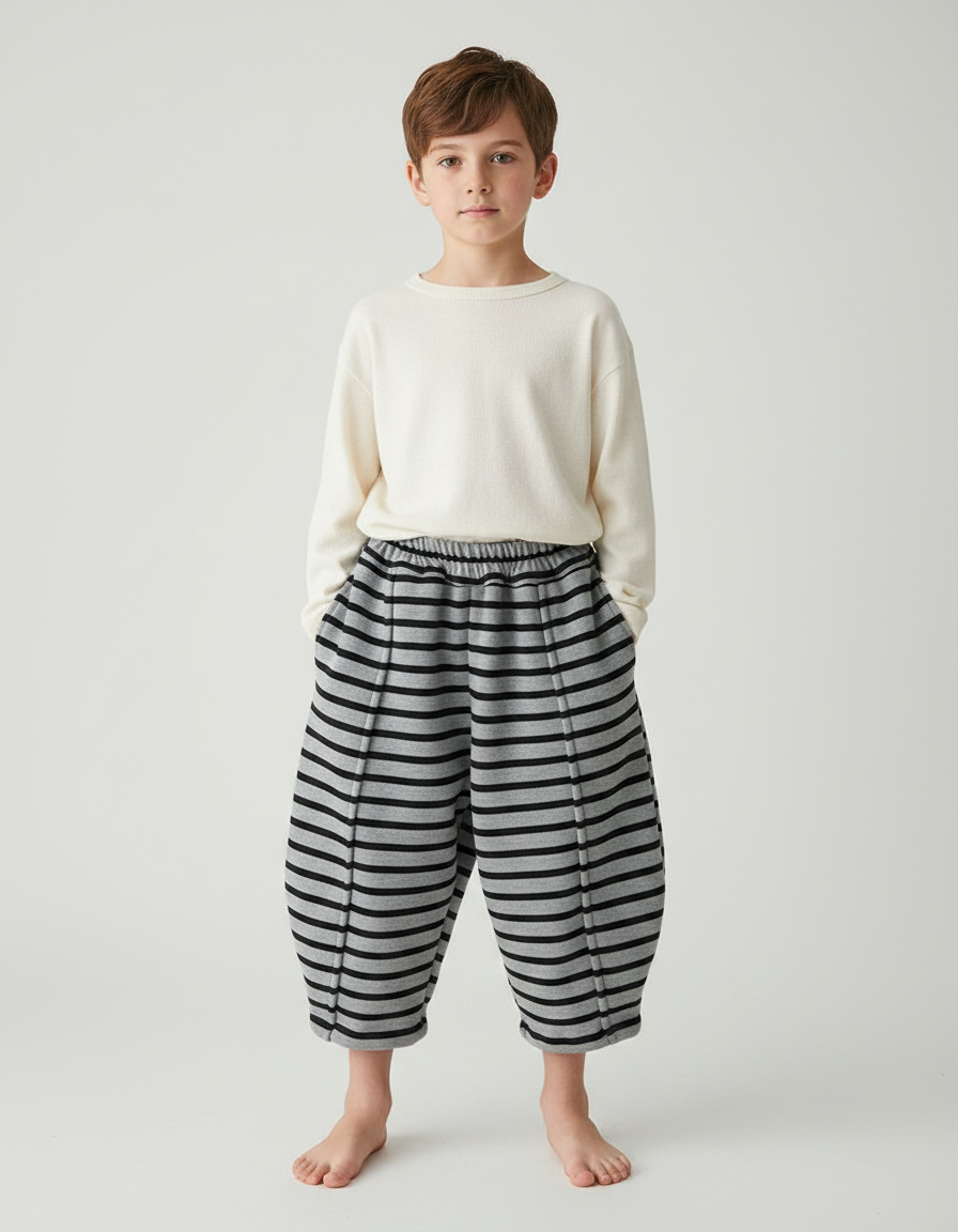Pantalon Jupe Rayé Molletonné Épais Ample Hiver - Imprimé