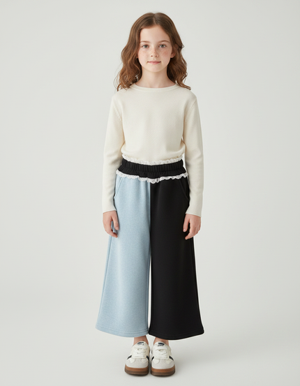 Pantalon Jupe Bicolore Évasé Chaud Hiver Enfant - Multicolore Molleton