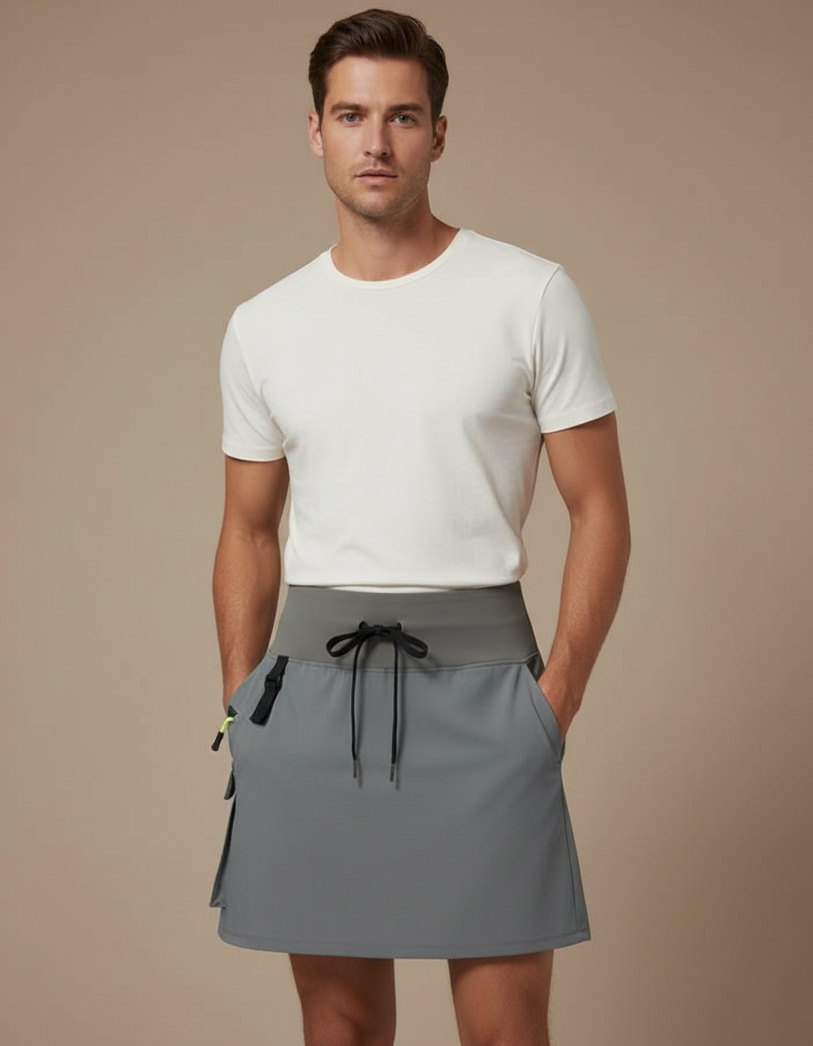 Pantalon Jupe Gris Sport Fluide Léger Homme - Polyester
