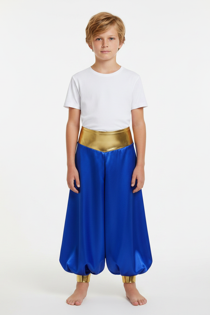 Pantalon Jupe Sarouel Bleu Brillant Doré Enfant - Satin