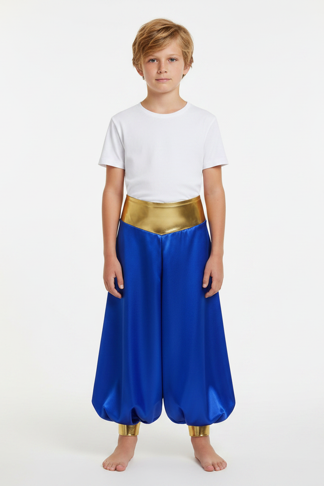 Pantalon Jupe Sarouel Bleu Brillant Doré Enfant - Satin
