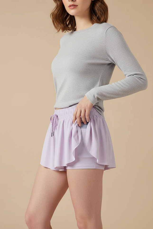 Pantalon Jupe Lilas Fluide Athlétique Confortable Femme - Violet Polyester
