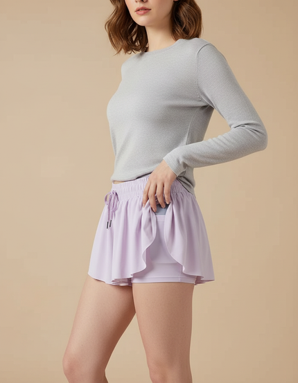 Pantalon Jupe Lilas Fluide Athlétique Confortable Femme - Violet Polyester