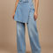 Pantalon Jupe Jean Bleu Clair Ample Décontracté
