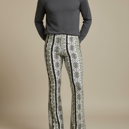 Pantalon Jupe Imprimé Évasé Slim Décontracté Noir Blanc - Maille