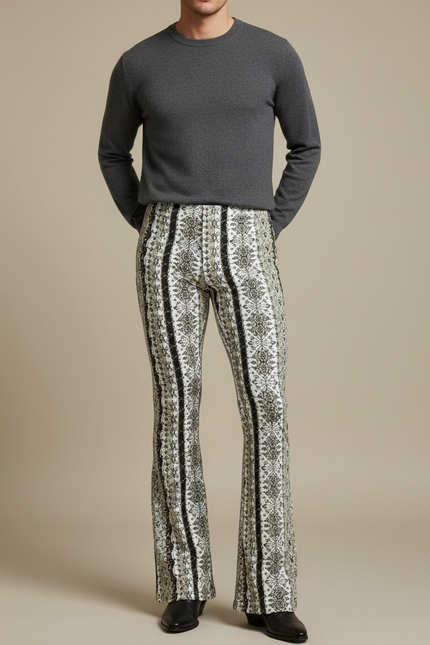 Pantalon Jupe Imprimé Évasé Slim Décontracté Noir Blanc - Maille