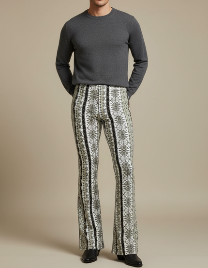 Pantalon Jupe Imprimé Évasé Slim Décontracté Noir Blanc - Maille