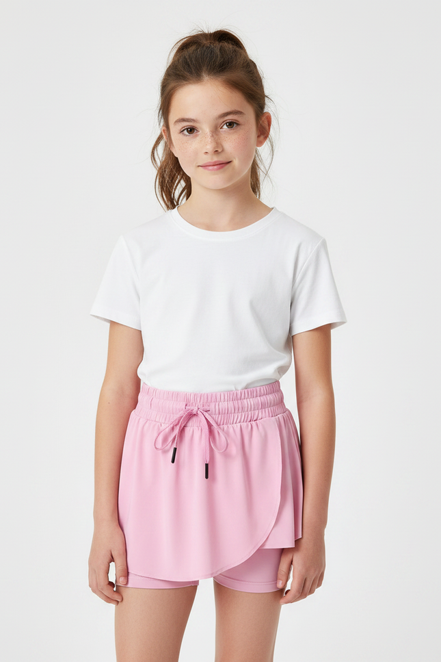 Pantalon Jupe Rose Fluide Sportif Intégré Fille - Polyester