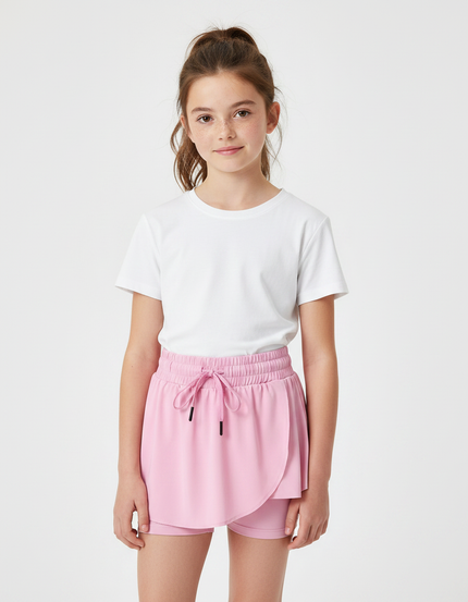 Pantalon Jupe Rose Fluide Sportif Intégré Fille - Polyester