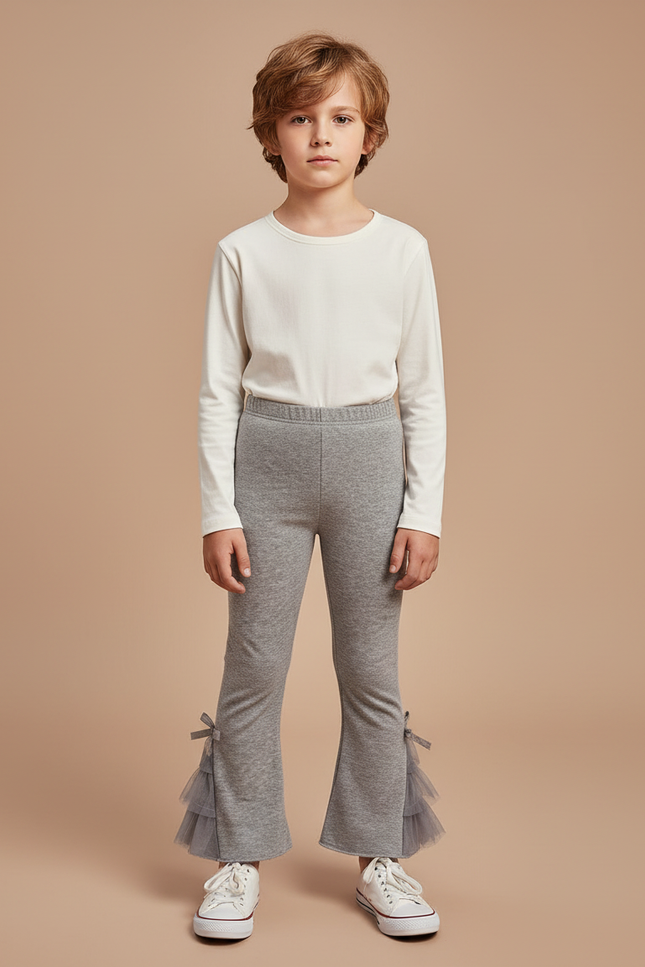 Pantalon Jupe Gris Évasé Tulle Enfant Confortable - Molleton
