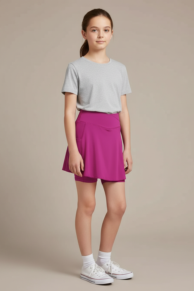 Pantalon Jupe Fuchsia Sportif Confortable Enfant Poches - Rose Polyester