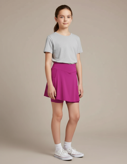 Pantalon Jupe Fuchsia Sportif Confortable Enfant Poches - Rose Polyester