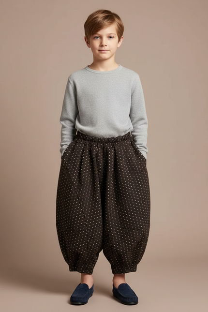 Pantalon Jupe Marron Ample Polka Dots Garçon - Molleton