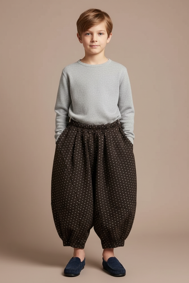Pantalon Jupe Marron Ample Polka Dots Garçon - Molleton