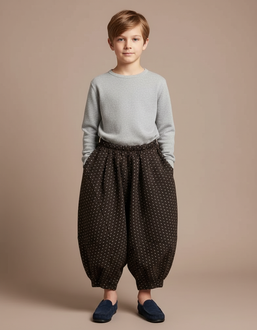 Pantalon Jupe Marron Ample Polka Dots Garçon - Molleton