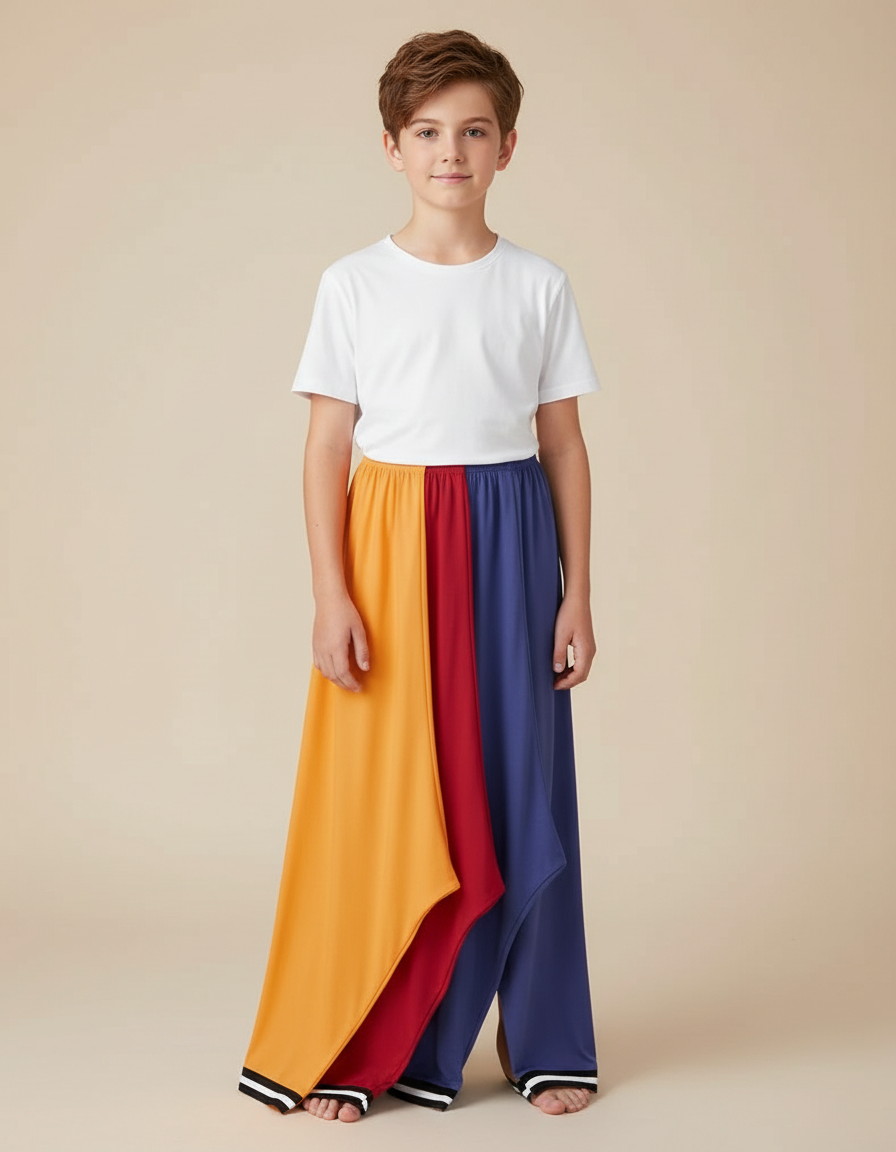Pantalon Jupe Multicolore Fluide Asymétrique Garçon - Polyester