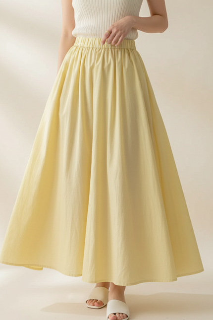 Pantalon Jupe Jaune Ample Fluide Longue Élastique - Coton
