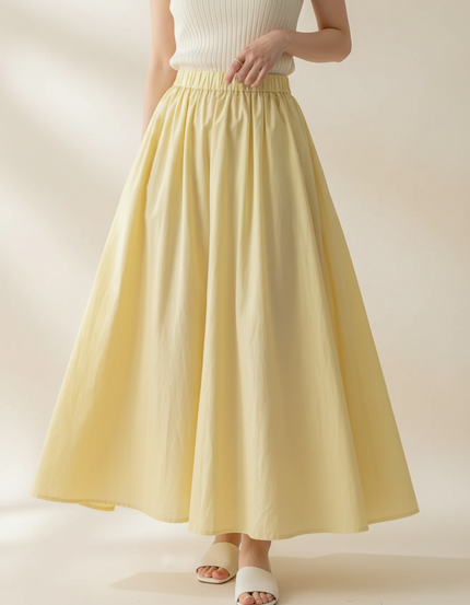 Pantalon Jupe Jaune Ample Fluide Longue Élastique - Coton