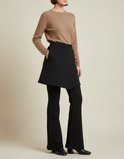 Pantalon Jupe Noir Évasé Élégant Moderne Femme - Maille