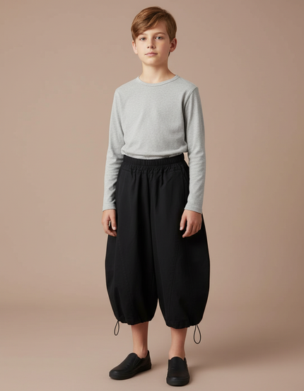 Pantalon Jupe Noir Ample Élastique Enfant Confortable - Polyester
