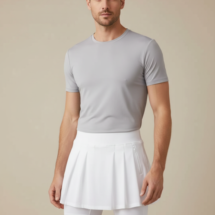 Pantalon Jupe Blanc Plissé Sport Court Intégré - Polyester