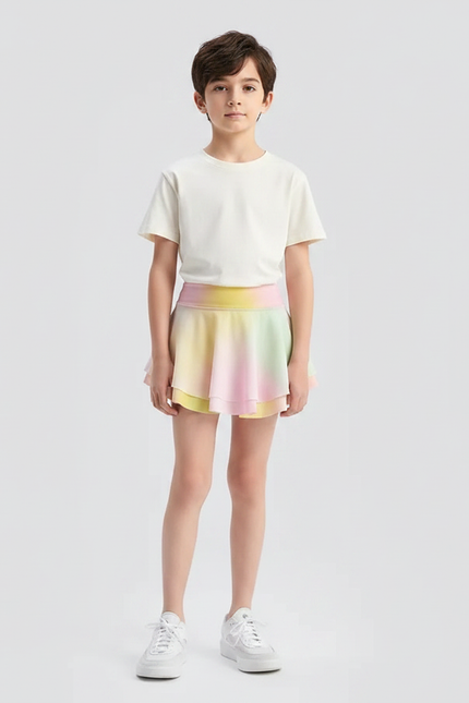 Pantalon Jupe Dégradé Pastel Superposé Fluide Enfants - Multicolore Polyester