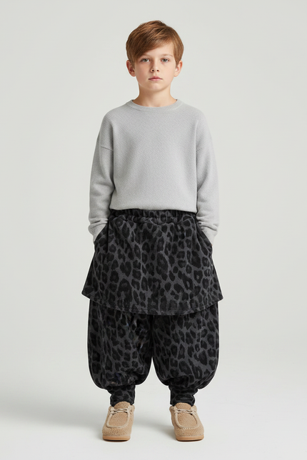 Pantalon Jupe Léopard Molleton Ample Chaud Enfant - Imprimé