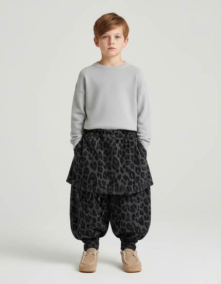 Pantalon Jupe Léopard Molleton Ample Chaud Enfant - Imprimé