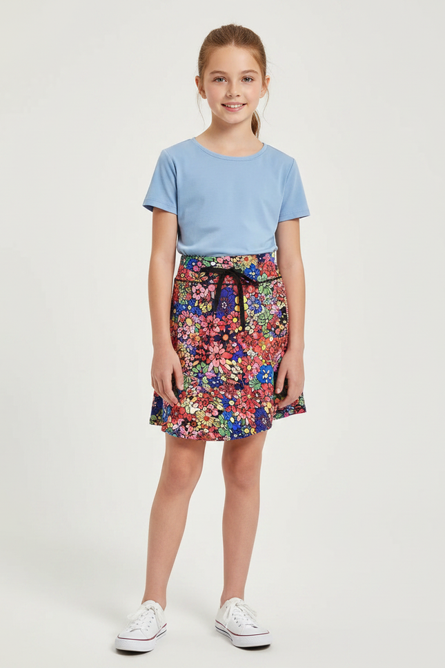 Pantalon Jupe Coloré Floral Évasé Enfant Sportif - Multicolore Polyester