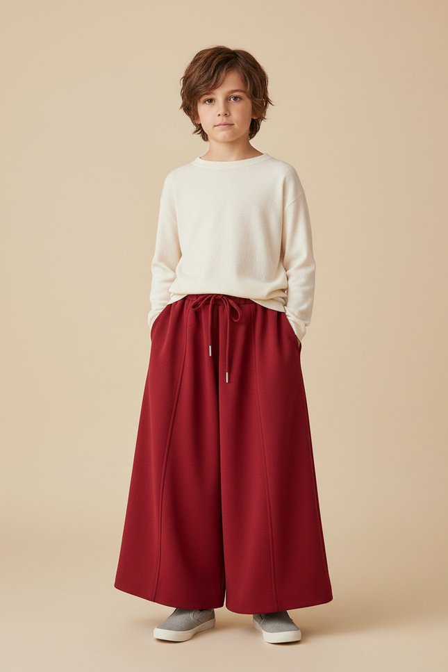 Pantalon Jupe Culotte Rouge - Molleton