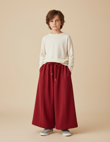 Pantalon Jupe Culotte Rouge - Molleton