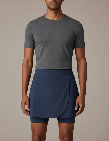 Pantalon Jupe Bleu Marine Uni Moulant Sportif - Polyester