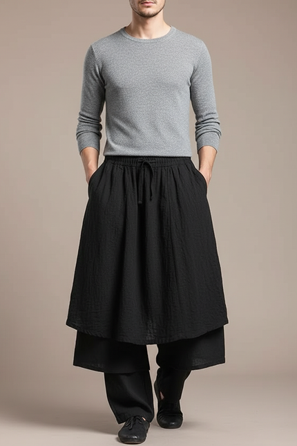 Pantalon Jupe Longue - Noir Lin