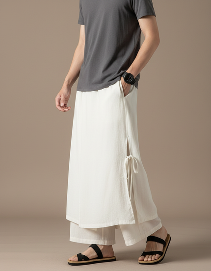 Jupe Sur Pantalon Homme - Blanc Lin