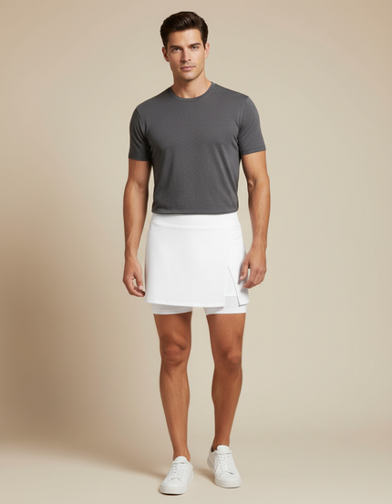 Pantalon Jupe Blanc Court Sport Homme Respirant - Polyester
