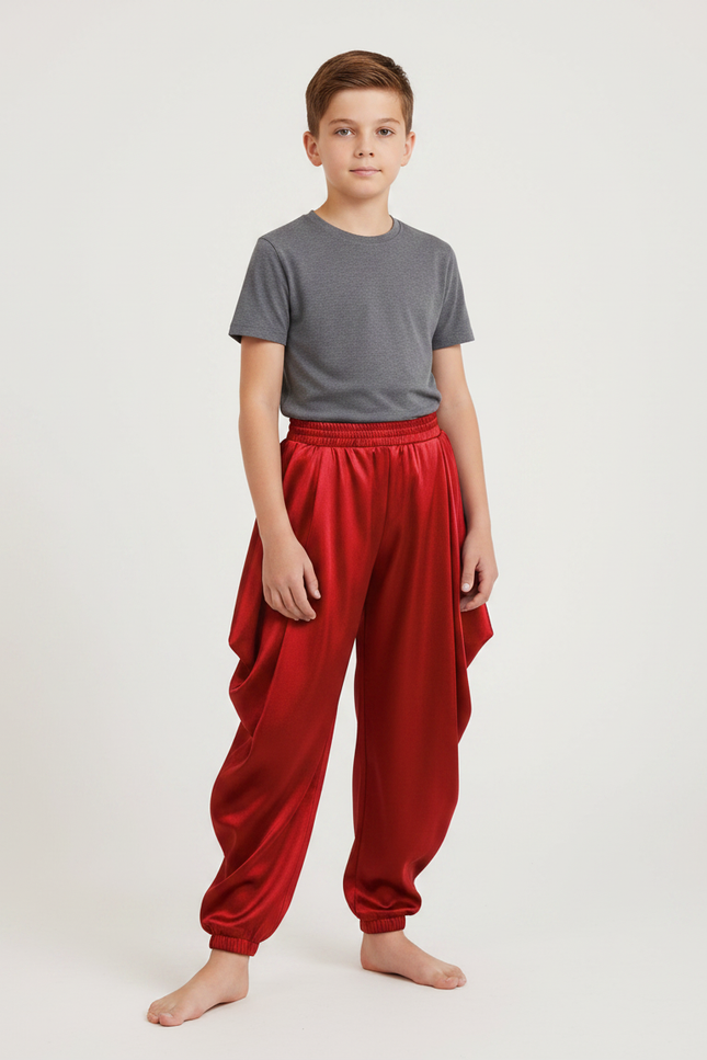 Pantalon Jupe Rouge Satiné Ample Bouffant Garçon