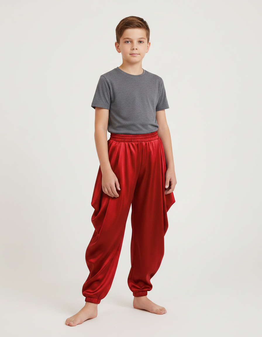 Pantalon Jupe Rouge Satiné Ample Bouffant Garçon