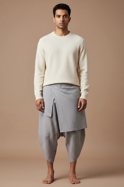 Pantalon Jupe Ethnique - Gris Coton